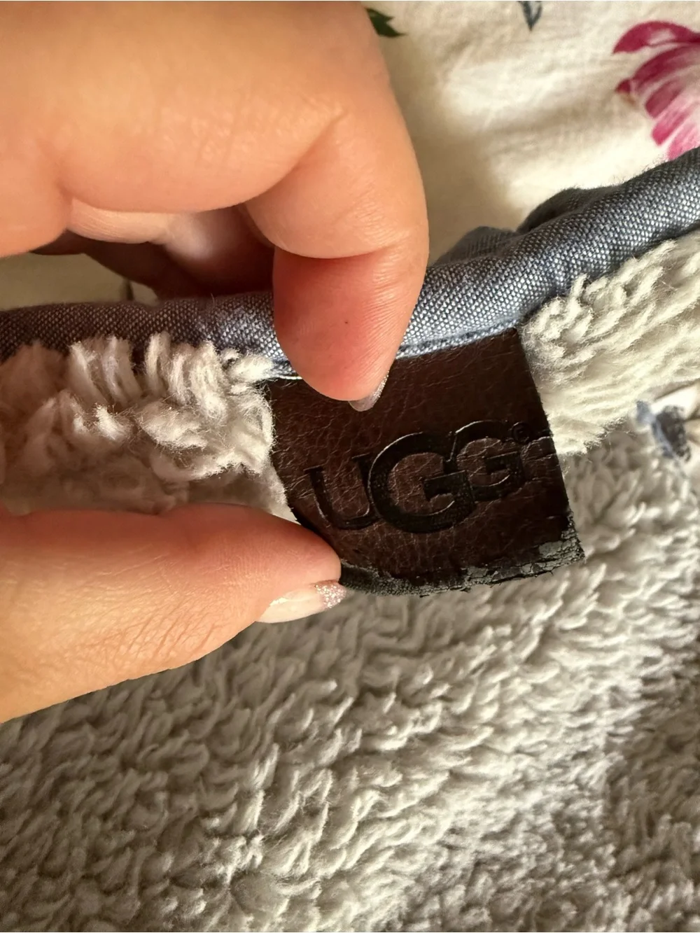 UGG Grey Quilted Sherpa Mat with Leather Logo Tag